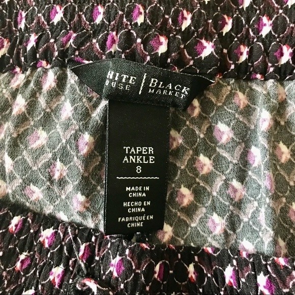 WHITE HOUSE BLACK MARKET Tapered Ankle Pants Purple Elastic Drawstring Size 8 - Picture 3 of 6